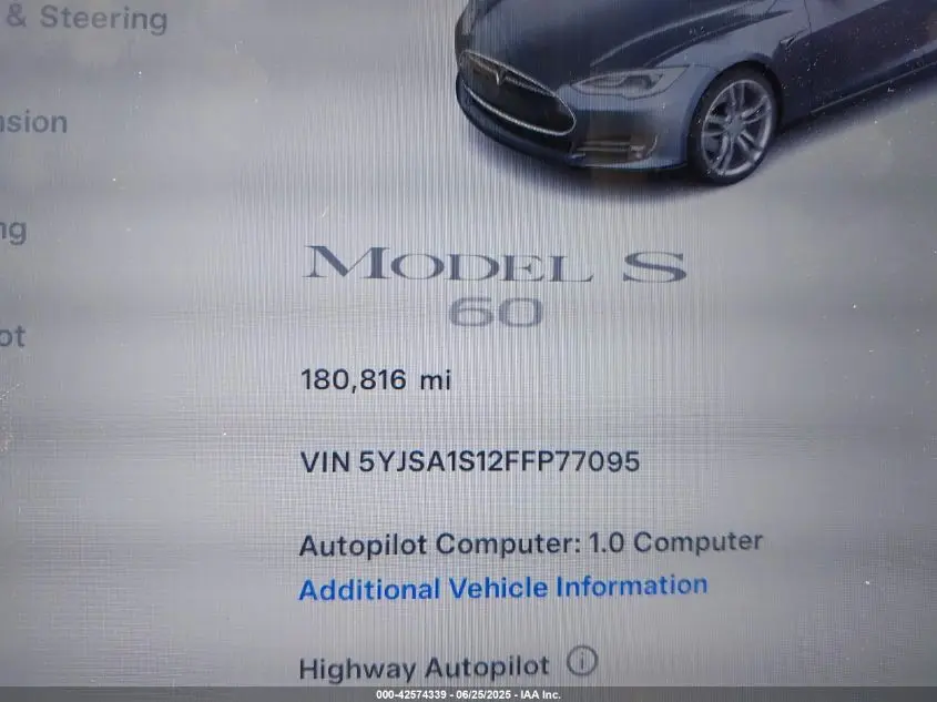 2015 TESLA MODEL S 60/70/85