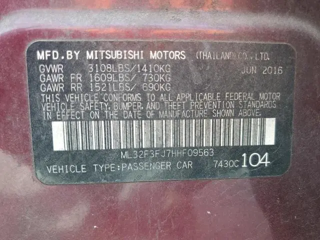 2017 MITSUBISHI MIRAGE G4 ES  