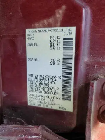 2010 NISSAN ALTIMA BASE  