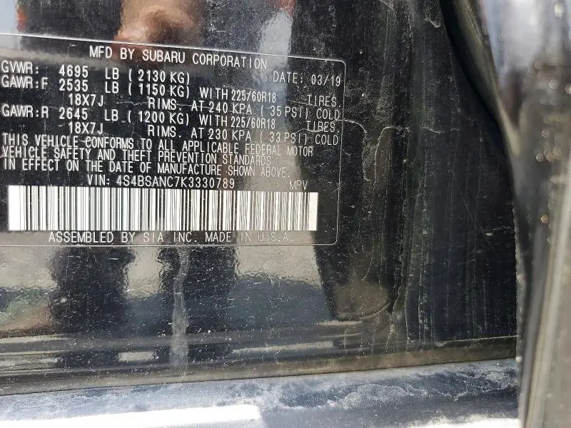 2019 SUBARU OUTBACK 2.5I LIMITED  