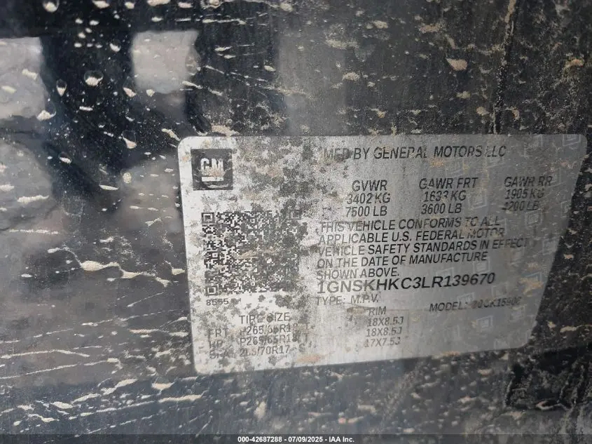 2020 CHEVROLET SUBURBAN 4WD LT