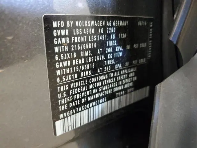 2016 VOLKSWAGEN TIGUAN S  