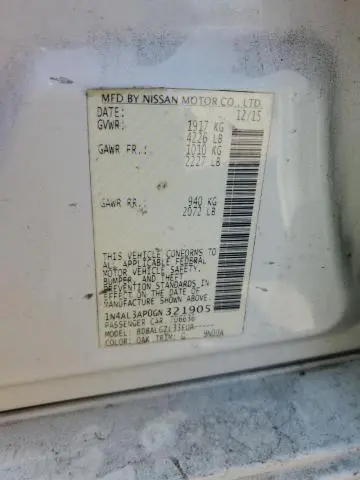 2016 NISSAN ALTIMA 2.5