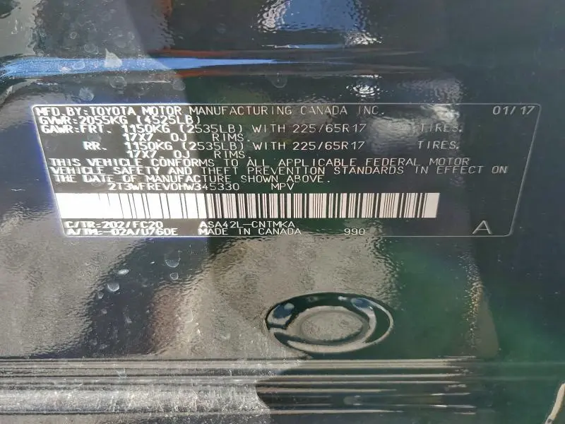 2017 TOYOTA RAV4 XLE  