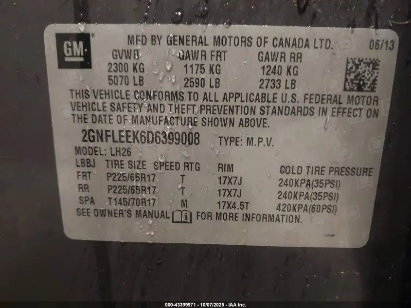 2013 CHEVROLET EQUINOX 1LT