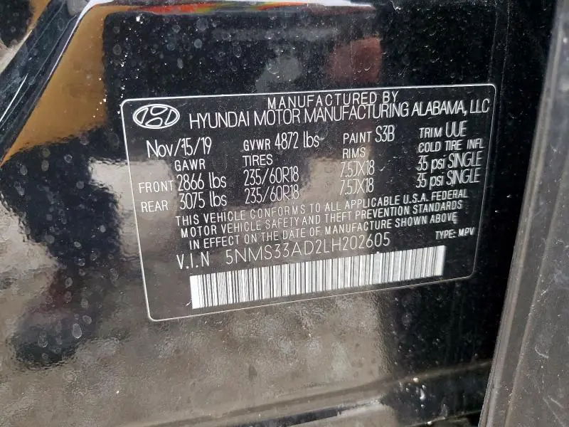 2020 HYUNDAI SANTA FE SEL  