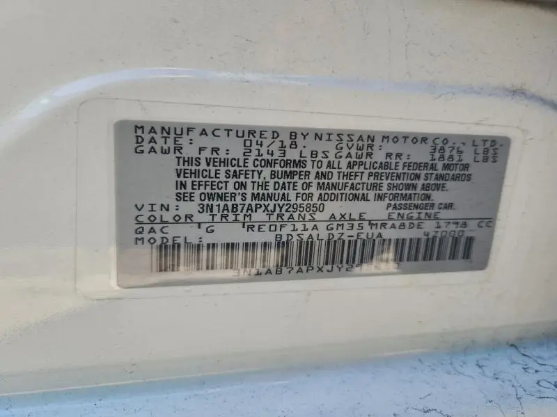 2018 NISSAN SENTRA S  