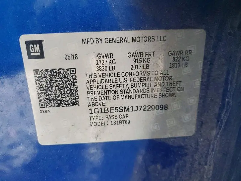 2018 CHEVROLET CRUZE LT  