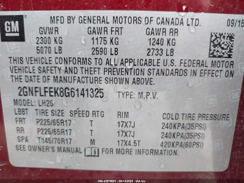 2016 CHEVROLET EQUINOX LT