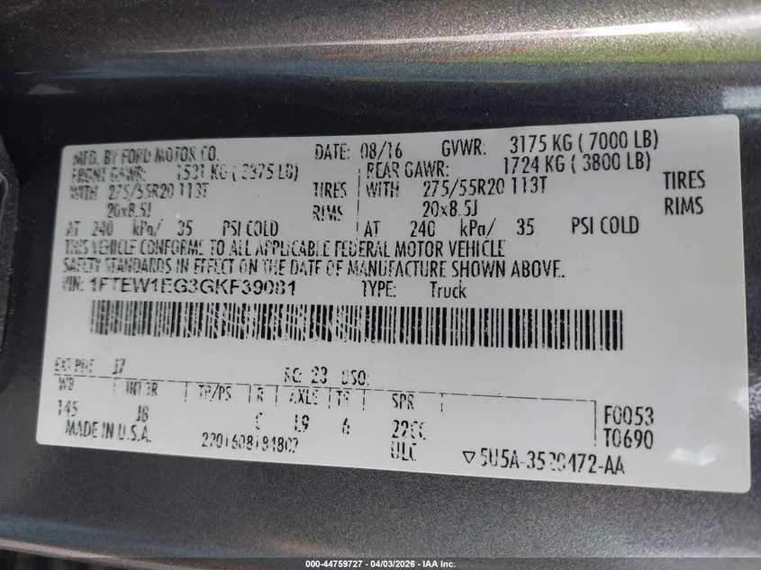 2016 FORD F-150 XLT