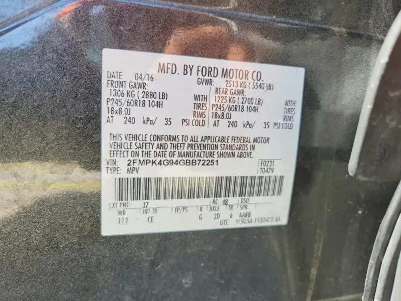 2016 FORD EDGE SE  