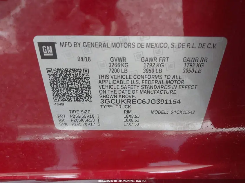 2018 CHEVROLET SILVERADO 1500 2LT