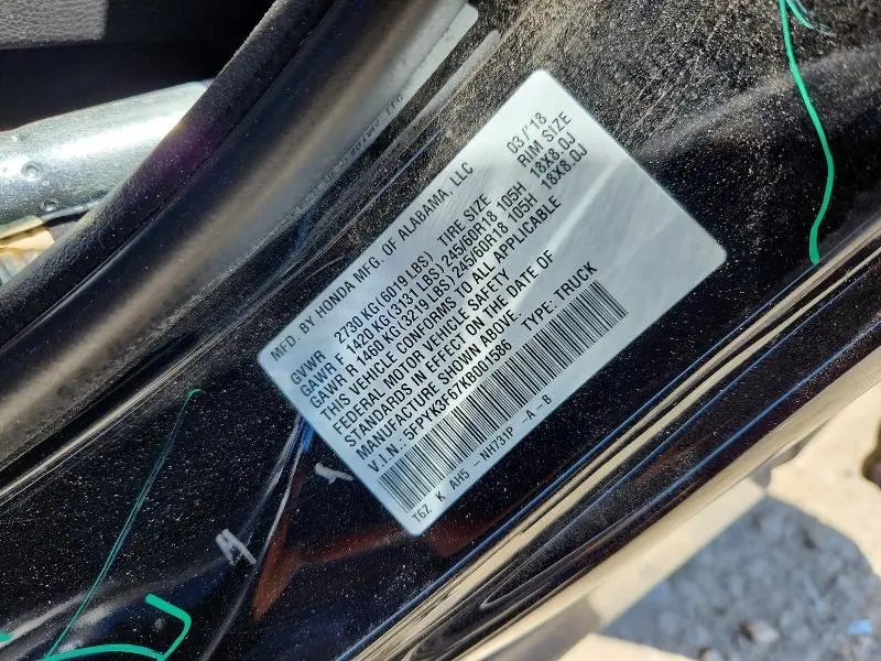 2019 HONDA RIDGELINE RTL  
