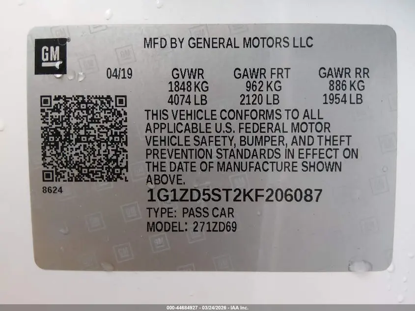 2019 CHEVROLET MALIBU LT