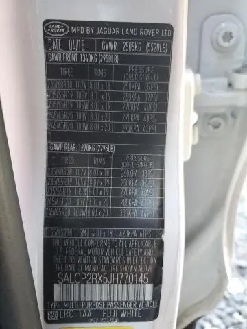 2018 LAND ROVER DISCOVERY SPORT SE  