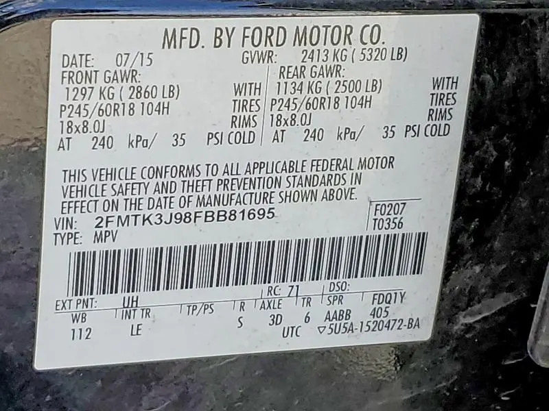 2015 FORD EDGE SEL  