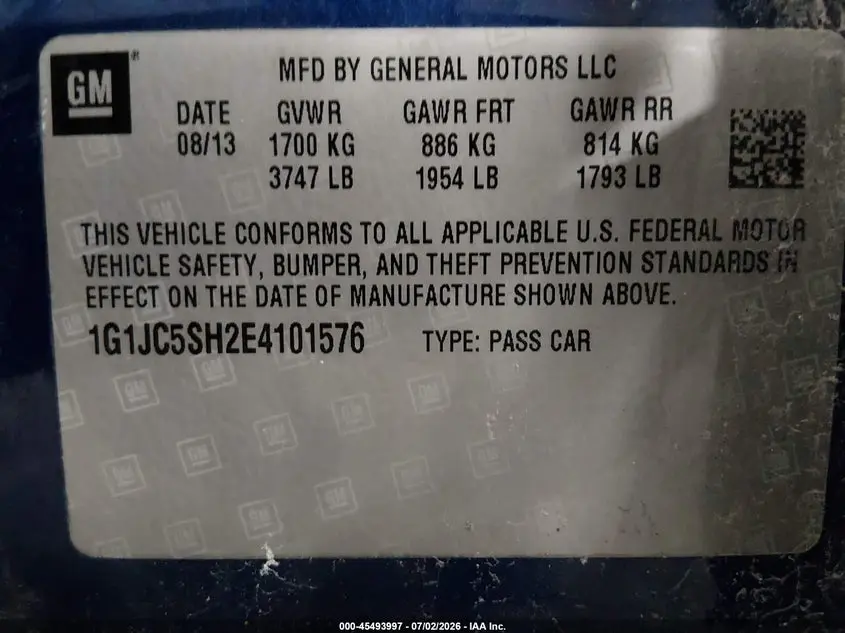 2014 CHEVROLET SONIC LT AUTO