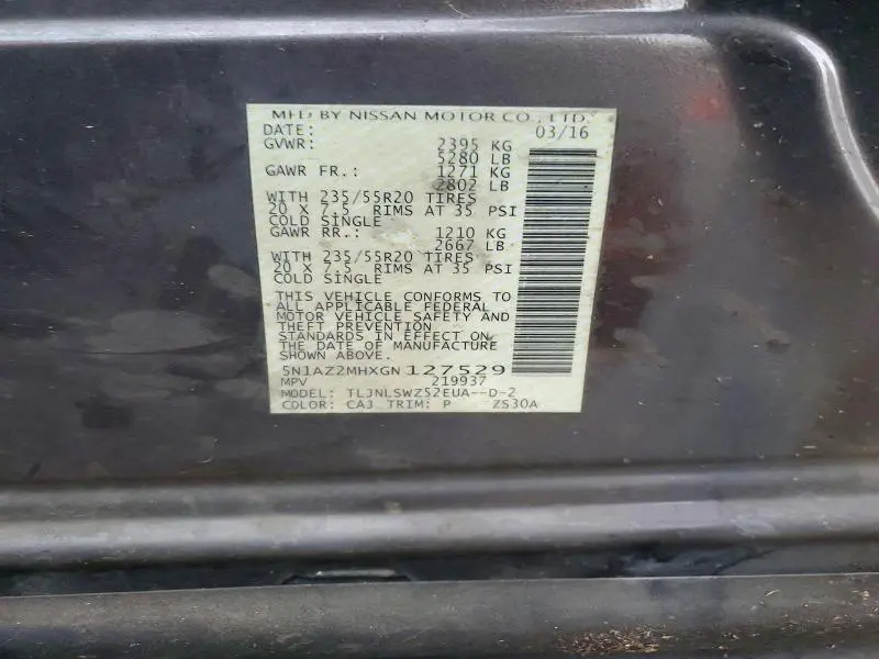 2016 NISSAN MURANO S  