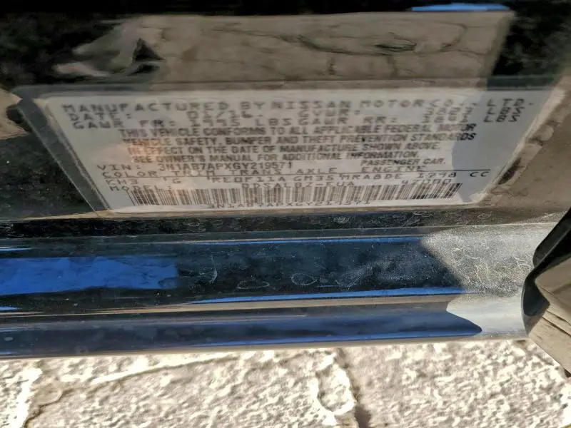 2016 NISSAN SENTRA S  