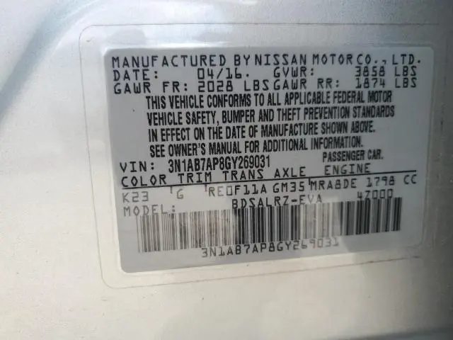 2016 NISSAN SENTRA S  