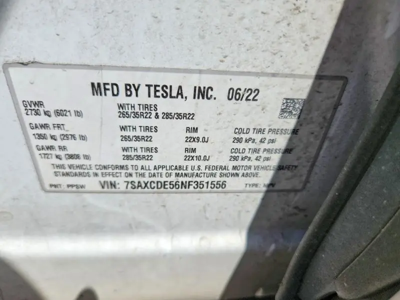 2022 TESLA MODEL X   
