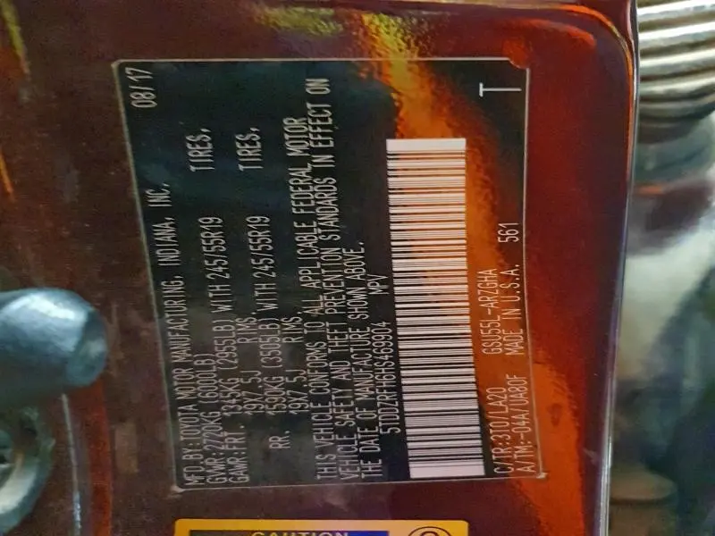 2017 TOYOTA HIGHLANDER LIMITED  