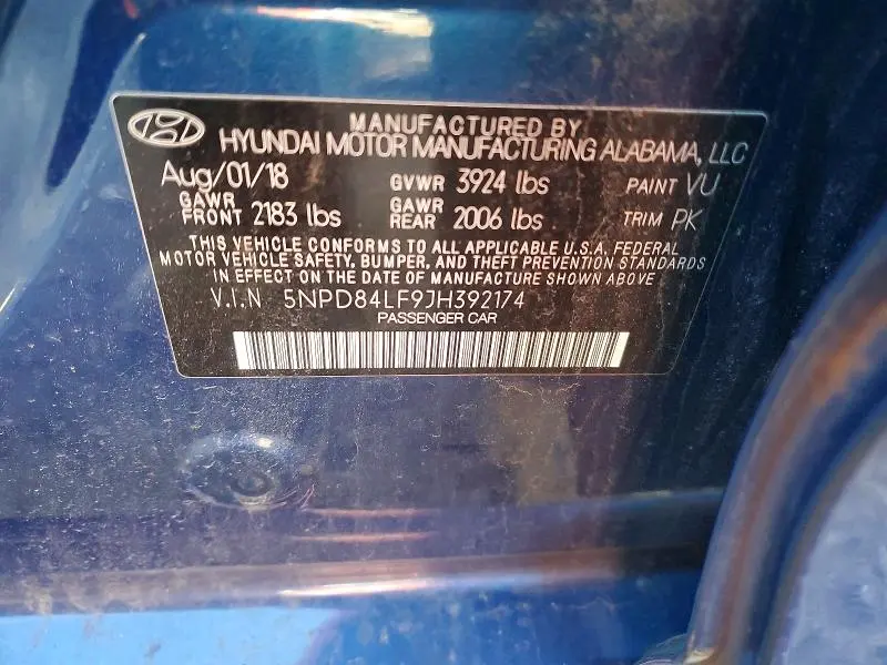 2018 HYUNDAI ELANTRA SEL  