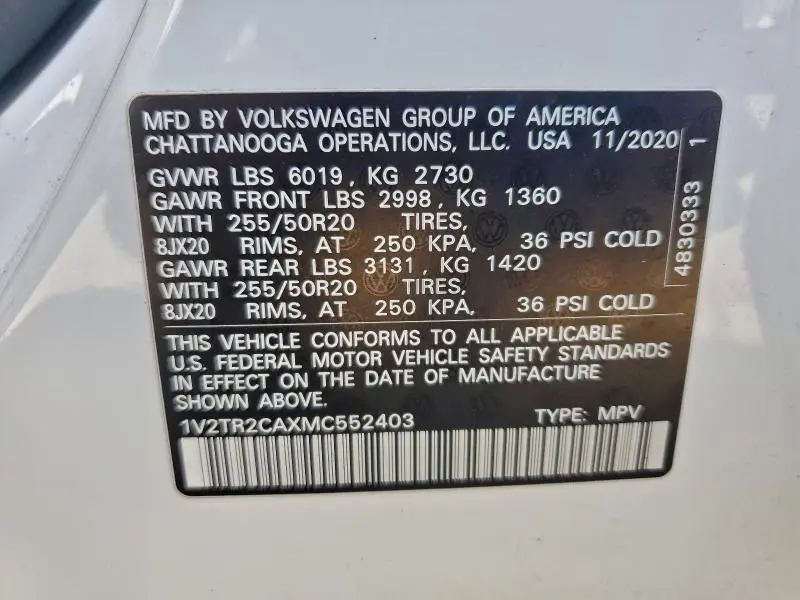 2021 VOLKSWAGEN ATLAS SEL PREMIUM  