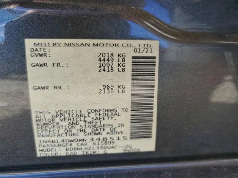 2021 NISSAN ALTIMA SV  