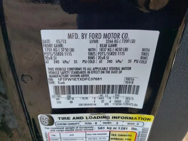 2013 FORD F150 SUPERCREW  