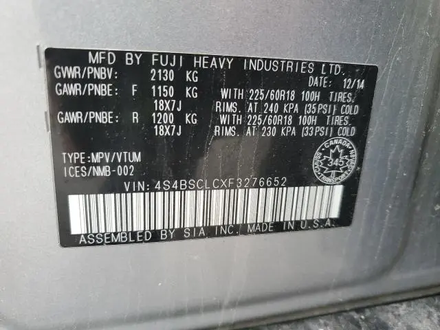 2015 SUBARU OUTBACK 2.5I LIMITED  