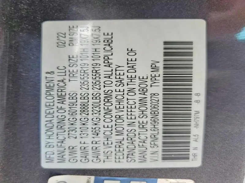 2022 HONDA ODYSSEY ELITE  