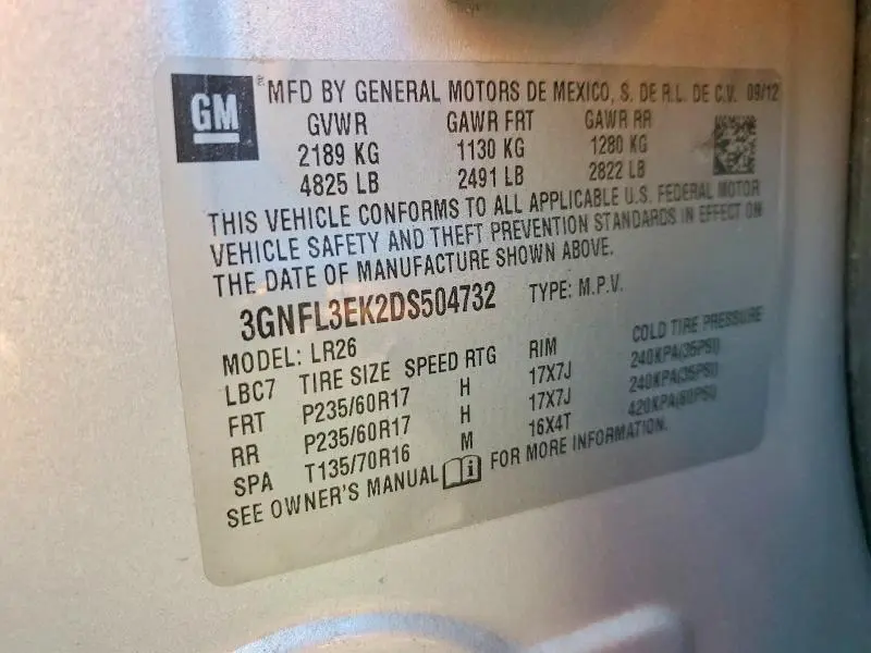 2013 CHEVROLET CAPTIVA LT  