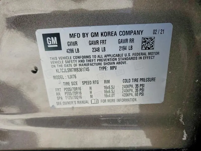 2021 CHEVROLET TRAX 1LT  