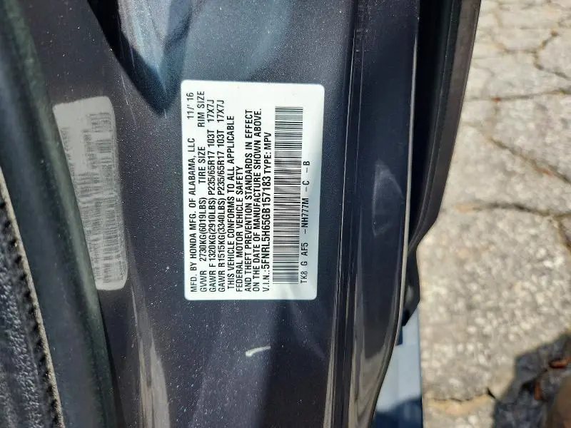 2016 HONDA ODYSSEY EXL  