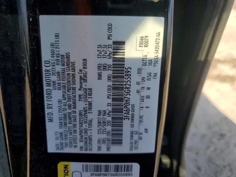 2016 FORD FUSION SE  