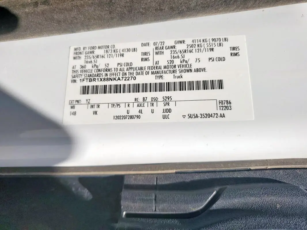 2022 FORD TRANSIT T-250  
