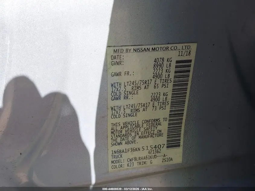2019 NISSAN TITAN XD S DIESEL