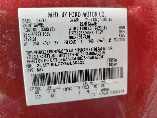 2016 LINCOLN MKX RESERVE