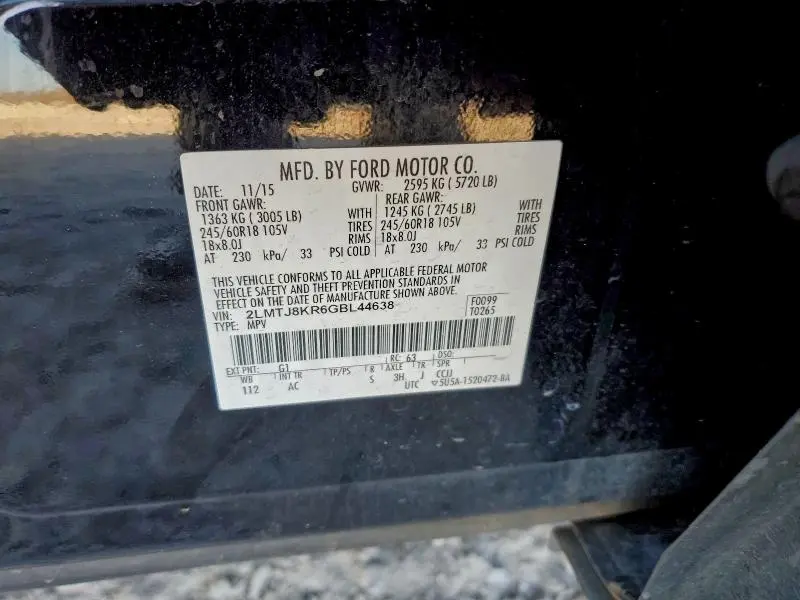 2016 LINCOLN MKX SELECT  