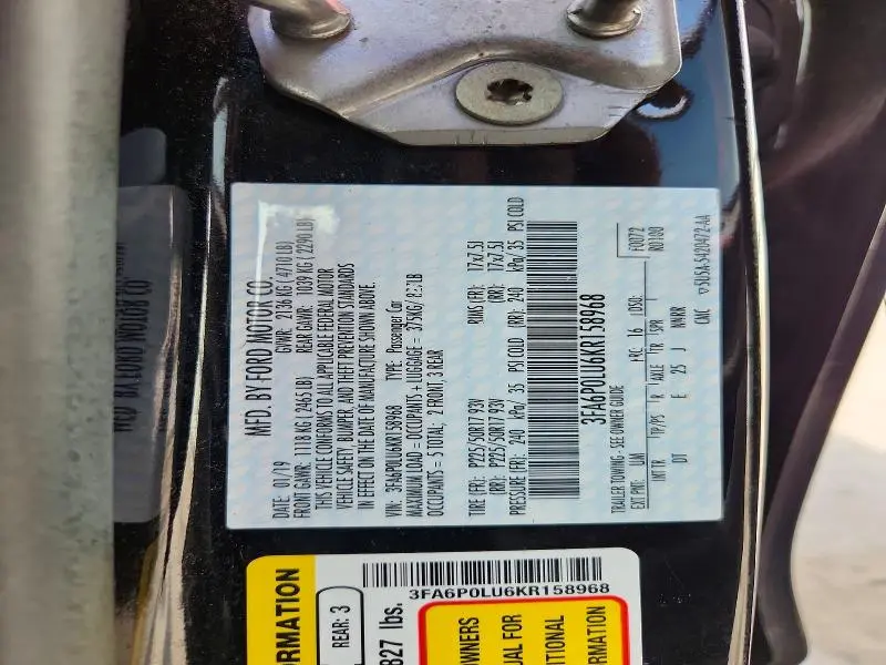 2019 FORD FUSION SE  