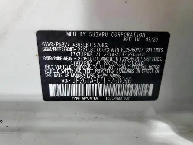 2020 SUBARU CROSSTREK PREMIUM  