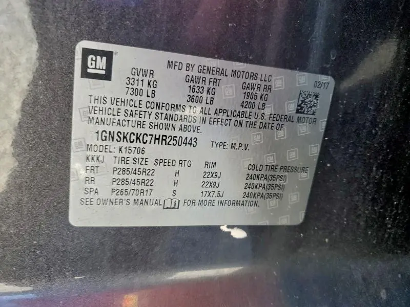 2017 CHEVROLET TAHOE K1500 PREMIER  