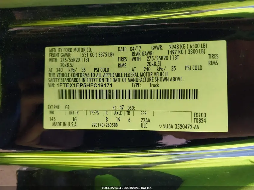 2017 FORD F-150 XL