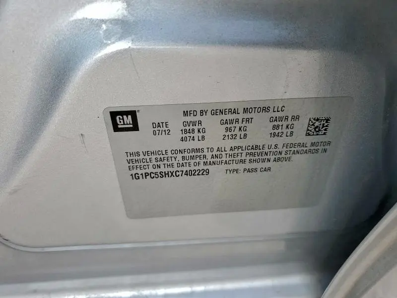 2012 CHEVROLET CRUZE LS  