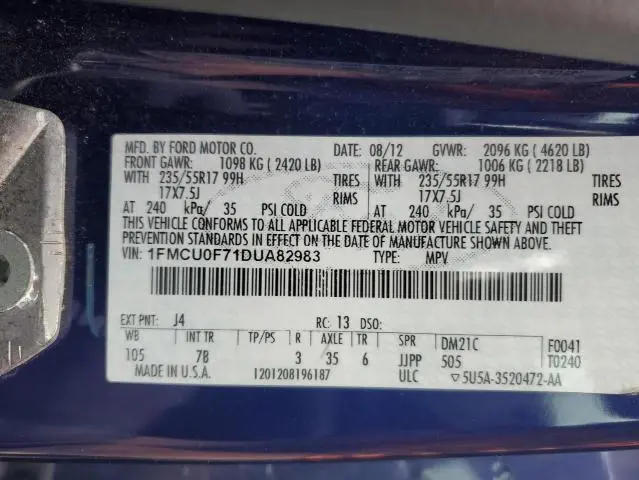 2013 FORD ESCAPE S  