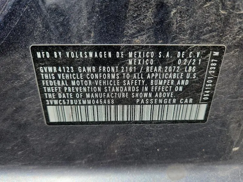 2021 VOLKSWAGEN JETTA S  