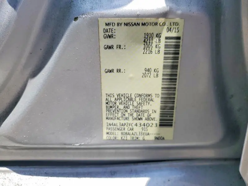 2015 NISSAN ALTIMA 2.5  