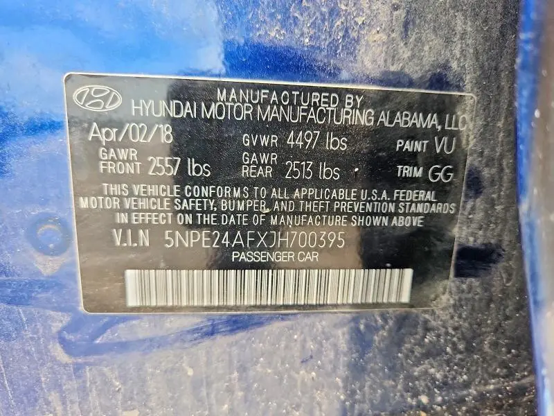 2018 HYUNDAI SONATA SE  