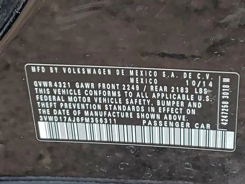 2015 VOLKSWAGEN JETTA SE  